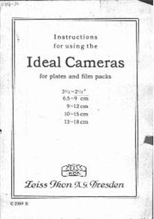 Zeiss Ikon Ideal manual. Camera Instructions.